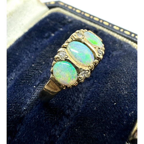 123 - 9ct gold opal & diamond ring weight 2.3g