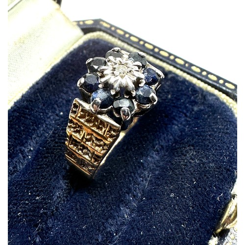 129 - 9ct gold sapphire & diamond ring weight 3.8g