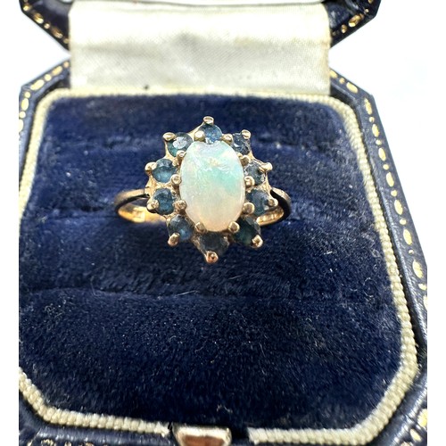 125 - 9ct gold opal& sapphire ring weight 2g