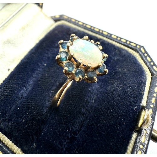 125 - 9ct gold opal& sapphire ring weight 2g