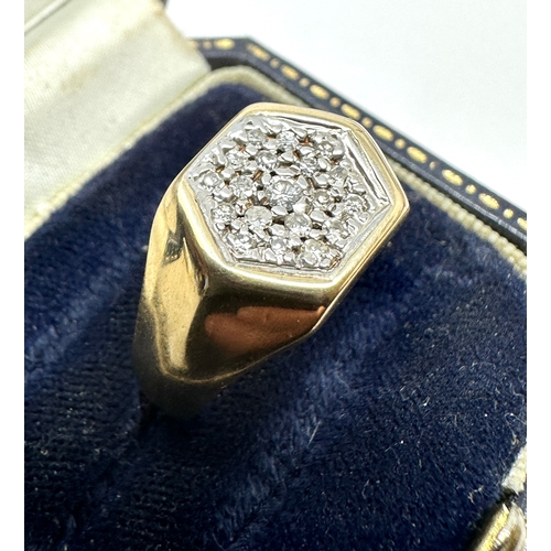 135 - 9ct gold diamond signet ring weight 6g