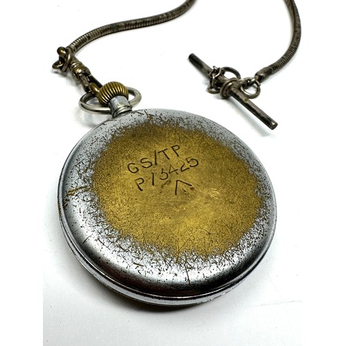 423 - ww2 Helvetia military pocket  watch on chain the watch is ticking