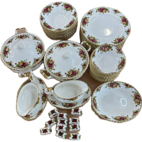 524 - 12 piece Royal Albert old country rose pattern dinner set comprising of 12 plates, 12 soup bowls, 12... 