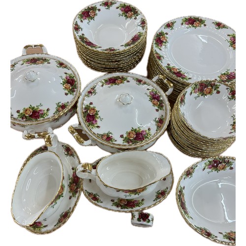 524 - 12 piece Royal Albert old country rose pattern dinner set comprising of 12 plates, 12 soup bowls, 12... 