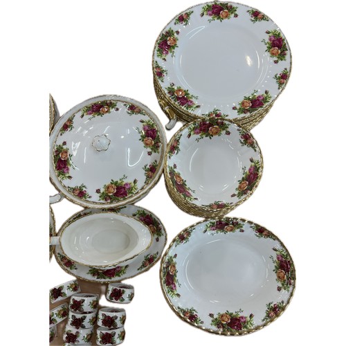 524 - 12 piece Royal Albert old country rose pattern dinner set comprising of 12 plates, 12 soup bowls, 12... 