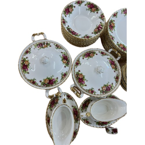 524 - 12 piece Royal Albert old country rose pattern dinner set comprising of 12 plates, 12 soup bowls, 12... 