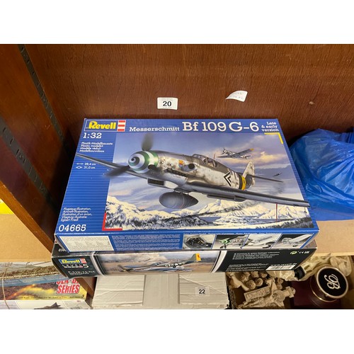 20 - Two boxed model kits includes revell p-51d-15-na mustang, revell bf109g-6, looks to be complete