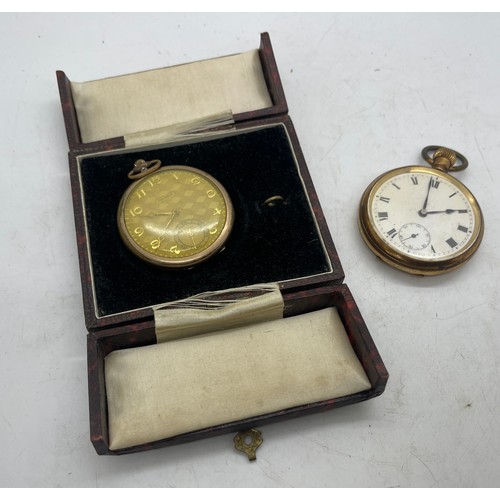 428 - Mens Vintage Rolled Gold Pocket Watch Oxford Hand-Wind Working x 2