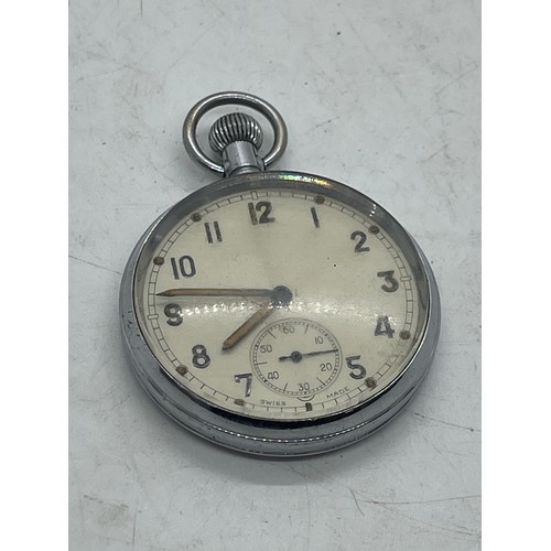 466 - Mens Vintage British Millitary Issued Pocket Watch Hand-Wind Working