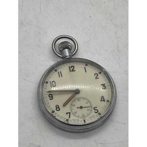 466 - Mens Vintage British Millitary Issued Pocket Watch Hand-Wind Working