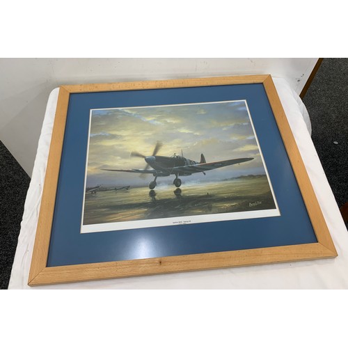 58 - Framed print spitfire mark 4, signed measures approximately 20 inches tall 23 inches wide