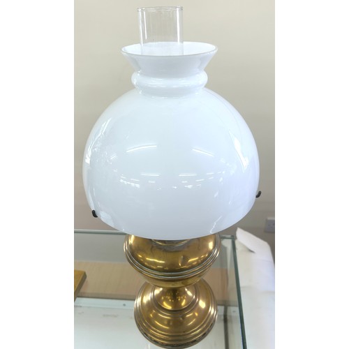 340 - Small brass oil lamp height 20.5 inches