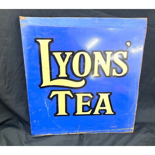 29 - Advertising Lyons Tea sign measures approximately 16 inches tall 15.5 inches wide