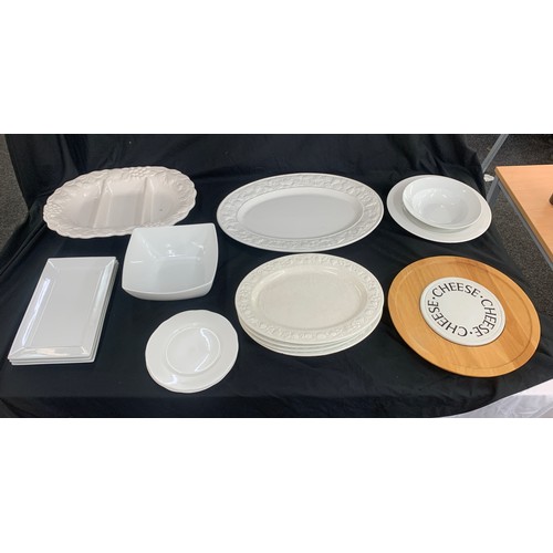 204 - Selection of assorted plates includes cheese dish etc