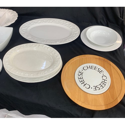 204 - Selection of assorted plates includes cheese dish etc