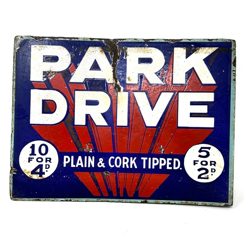 460 - Vintage park drive shop sign double sided measures approx 41cm by 30cm enamel  age related enamel we... 