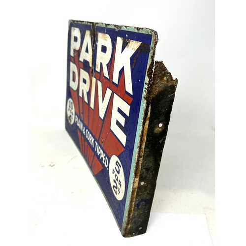 460 - Vintage park drive shop sign double sided measures approx 41cm by 30cm enamel  age related enamel we... 