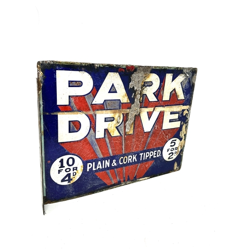 460 - Vintage park drive shop sign double sided measures approx 41cm by 30cm enamel  age related enamel we... 