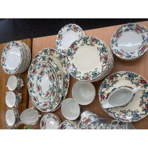 209 - Large Booths Florentine diner set includes Tureens, plates, gravy boats, a8042