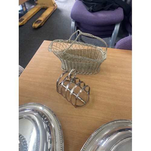 179 - Seelction of metalware includes walker and hall toast rack, Tureens etc