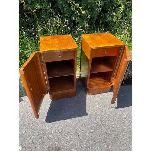 295 - Pair of Walnut bedside cupboards measures approximately 29 inches tall  15 inches wide 17 inches dep... 