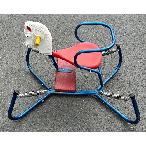 100T - Vintage metal childrens spring small rocking chair, approximate measurements: 21 x 28 inches