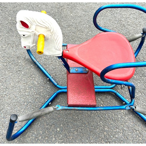 100T - Vintage metal childrens spring small rocking chair, approximate measurements: 21 x 28 inches