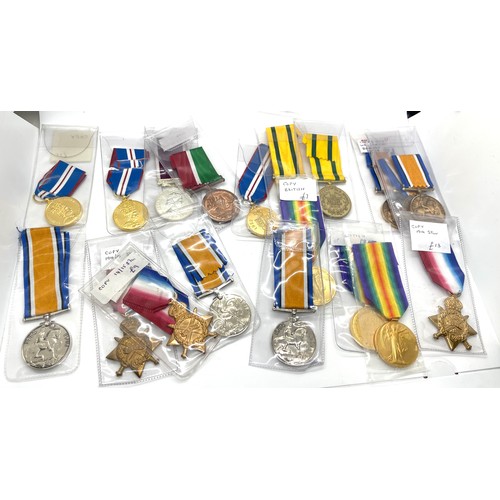 485 - Selection of high quality replacement medals.
2 each of WWI Victory, War Medal and 1914/15 Star.
3 W... 