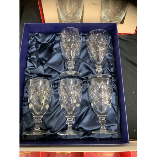 171 - Selection boxed drinking glass, include Webb etc, one set is missing a glass