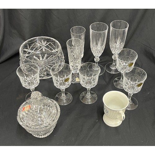 213 - Matching Webb Corbett decanter and 6 glasses together with a selection of various crystal and glassw... 