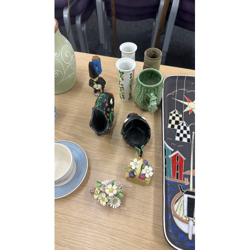 282A - Selection of assorted pottery includes Wall plaques, vases etc