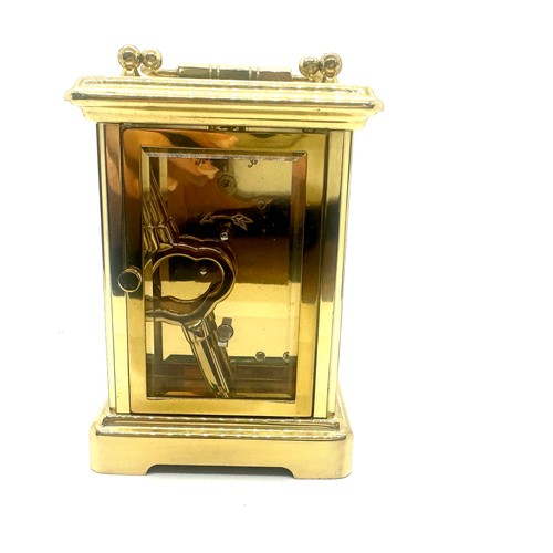 482 - Vintage brass carriage clock by London Clock co, with Key, untested