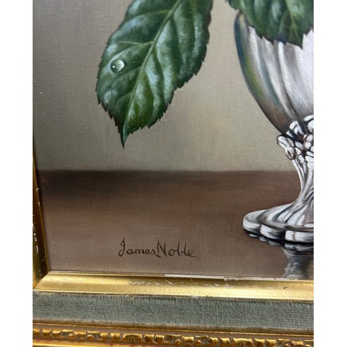 22 - Framed original James Noble 'Roses in Silver painting), frame measures approximately  14 z 12 inches... 