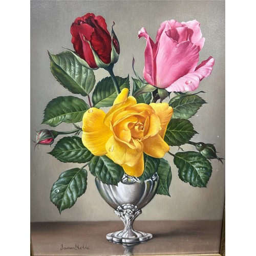 22 - Framed original James Noble 'Roses in Silver painting), frame measures approximately  14 z 12 inches... 