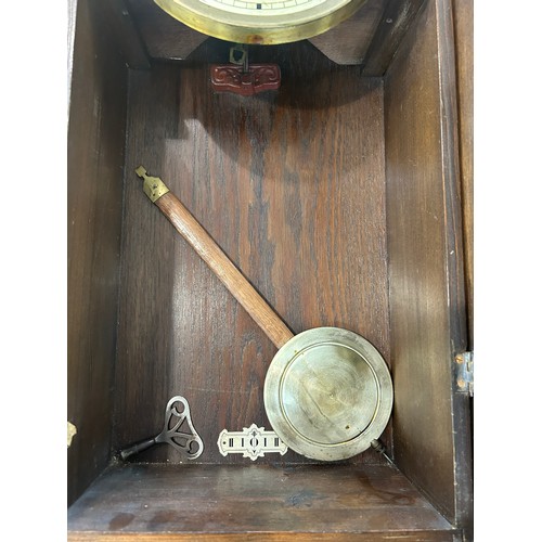 275 - Edwardian wall clock, untested, approximate length 30 inches