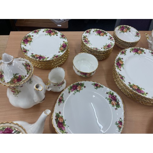 220 - Selection of Royal Albert old country rose includes Tureens, tea pot, coffee pot, plates, cups, sauc... 