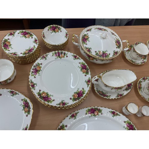 220 - Selection of Royal Albert old country rose includes Tureens, tea pot, coffee pot, plates, cups, sauc... 