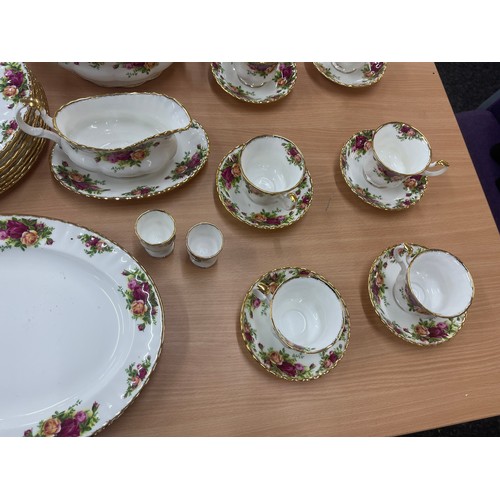 220 - Selection of Royal Albert old country rose includes Tureens, tea pot, coffee pot, plates, cups, sauc... 