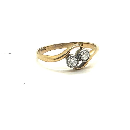 403 - 18ct Gold double diamond ring, total weight 2.1 grams ring size Q