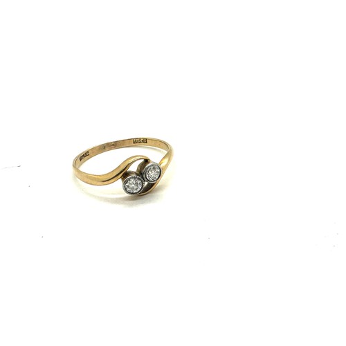 403 - 18ct Gold double diamond ring, total weight 2.1 grams ring size Q