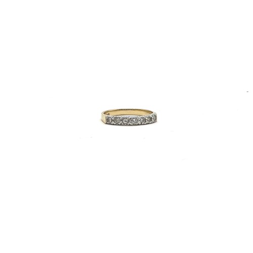 398 - 9ct gold half eternity diamond ring, ring size M weight 1.6 grams