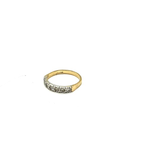 398 - 9ct gold half eternity diamond ring, ring size M weight 1.6 grams