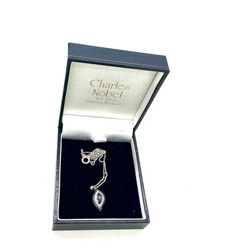 409 - Boxed Charles Nobel 18ct gold diamond and stone set necklace total weight 3.8grams