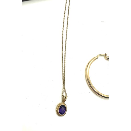 395 - 9ct gold amethyst necklace etc total weight 4.1 grams