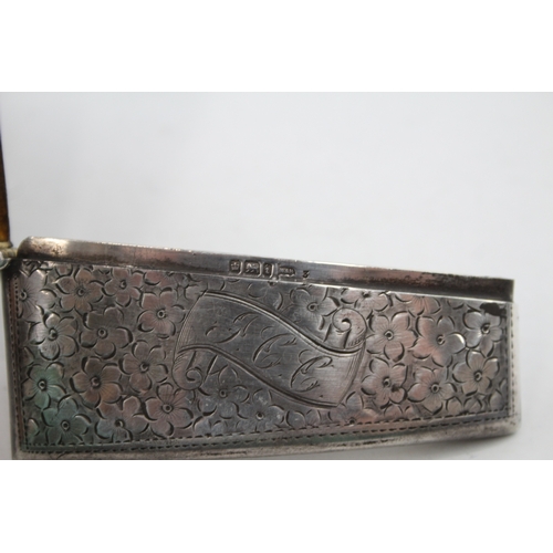 17 - .925 sterling silver curved walker & hall calling card case