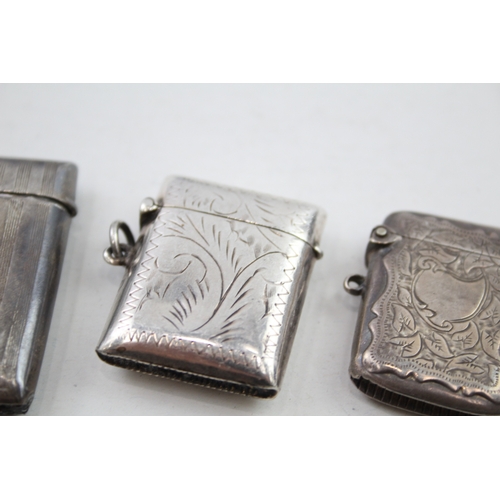 19 - 3 x .925 sterling silver vesta / match cases