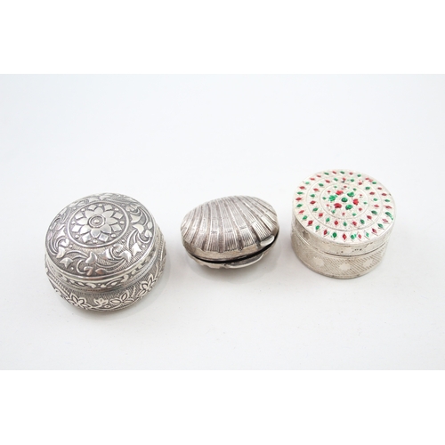 20 - 3 x .800 silver pill / trinket boxes