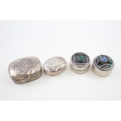 24 - 4 x .800 & .925 sterling pill / trinket boxes