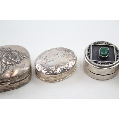 24 - 4 x .800 & .925 sterling pill / trinket boxes