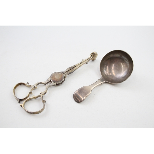 28 - .925 sterling sugar nips & georgian caddy spoon